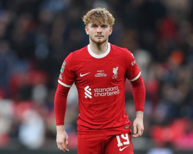Liverpool 'dan Harvey Elliott 25 Şubat 202' de Wembley Stadyumu 'nda oynanan Carabao Kupası Finali' nde Chelsea-Liverpool maçında