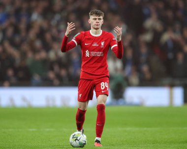 Liverpool 'dan Conor Bradley, 25 Şubat 202' de Wembley Stadyumu 'nda oynanan Carabao Kupası final maçında tepki gösterdi.