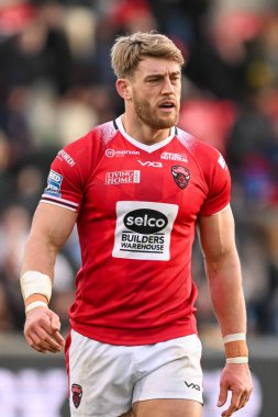 Salford Red Devils 'den Jack Ormondroyd Betfred Süper Lig maçı sırasında Salford Red Devils Castleford Tigers' a karşı Salford Community Stadyumu, Eccles, İngiltere, 25 Şubat 202