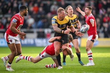 Castleford Tigers 'dan Joe Westerman, Salford Red Devils - Castleford Tigers maçında Salford Community Stadyumu, Eccles, İngiltere' de Ben Hellewell - Salford Red Devils - Castleford Tigers - 25.