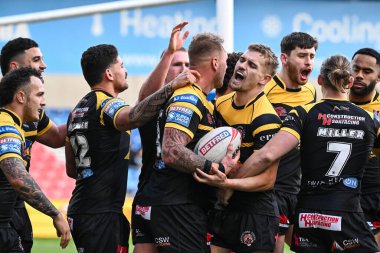 Castleford Tigers takımından Joe Westerman, 25 Şubat 202 'de Salford Community Stadyumu' nda Salford Red Devils Castleford Tigers 'a karşı oynadığı Betfred Süper Lig karşılaşmasında şansını kutluyor.