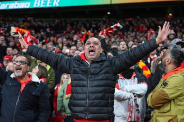 Liverpool taraftarları, 25 Şubat 202 'de Wembley Stadyumu' nda oynanan Carabao Kupası final maçı sırasında 