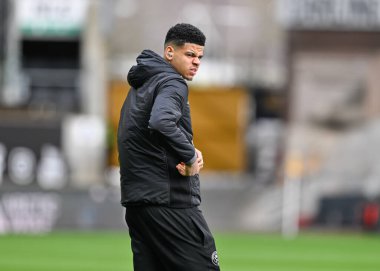 Sheffield United takımından William Osula, Premier League maçında Wolverhampton Wanderers 'a karşı Molineux, Wolverhampton, Birleşik Krallık' ta 25 Şubat 202 'de oynanan maçta sahayı teftiş ediyor.