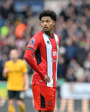 Sheffield United takımından Rhian Brewster, Premier League maçında Wolverhampton Wanderers, Sheffield United 'a karşı Molineux, Wolverhampton, Birleşik Krallık' ta, 25 Şubat 202