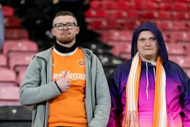 Blackpool taraftarları 27 Şubat 202 'de Londra Matchroom Stadyumu' nda oynanan Leyton Orient-Blackpool maçı sonrasında