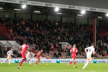 Blackpool taraftarlarının genel görünümü 27 Şubat 202 'de Londra' daki Matchroom Stadyumu 'nda oynanan Gökyüzü İddia Ligi 1 karşılaşmasında Leyton Orient ve Blackpool karşılaşmalarında görüldü.