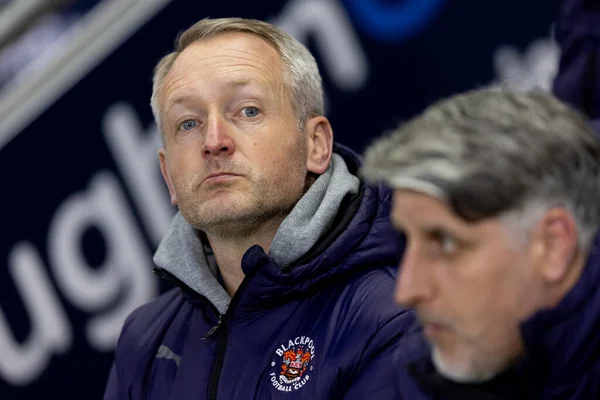 stock image Neil Critchley manager of Blackpool looks on prior to the Sky Bet League 1 match Leyton Orient vs Blackpool at Matchroom Stadium, London, United Kingdom, 27th February 202