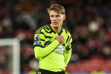 Arsenal 'den Martin Odegaard Premier League maçı sırasında Sheffield United ile Arsenal Bramall Lane, Sheffield, İngiltere, 4 Mart 2024