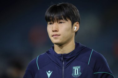 Stoke City 'den Bae Jun-Ho, Elland Road Stadyumu' na, 5 Mart 202 'de Leeds United ile Stoke City arasındaki Sky Bet Şampiyonası karşılaşması öncesinde ulaştı.