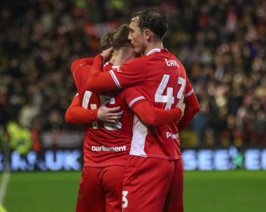 Barnsley 'den John Mcatee, 5 Mart 202' de Oakwell, Barnsley, Birleşik Krallık 'ta oynanan Sky Bet Lig 1 karşılaşmasında 1-0 kazanma hedefini kutluyor.