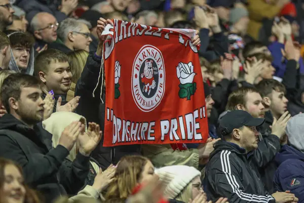 Barnsley Fanoušci Drží Vlajky Před Zápasem Během Sky Bet League — Stock fotografie