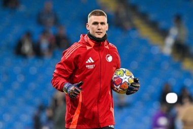 UEFA Şampiyonlar Ligi karşılaşması öncesinde FC Kopenhag 'dan Rnar Alex Rnarsson, Manchester City ile F.C. Kopenhag Etihad Stadyumu, Manchester, İngiltere, 6 Mart 2024