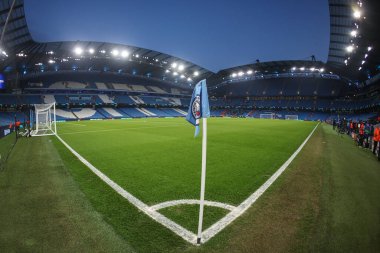 UEFA Şampiyonlar Ligi maçında Etihad 'ın genel görünümü Manchester City ile F.C. Kopenhag Etihad Stadyumu, Manchester, İngiltere, 6 Mart 202
