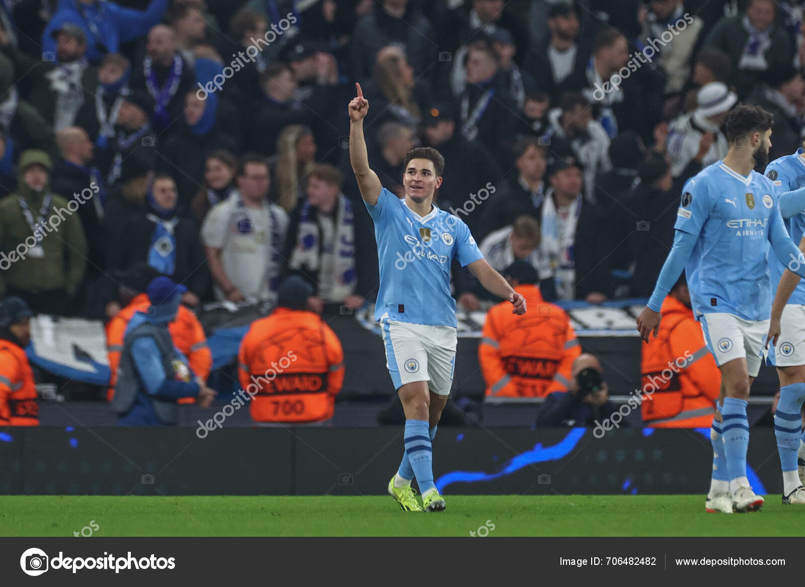Julin Lvarez Julin Lvarez Manchester City Celebrates His Goal Make Uefa Champions