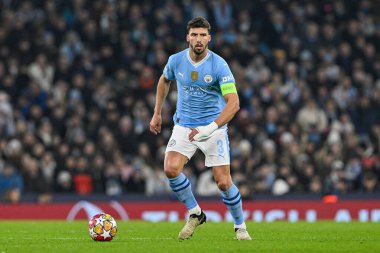 Manchester City 'den Rben Dias, Manchester City ile F.C. arasındaki UEFA Şampiyonlar Ligi karşılaşmasında topa vuruyor. Kopenhag Etihad Stadyumu, Manchester, İngiltere, 6 Mart 2024