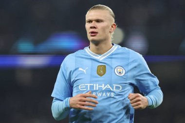 Manchester City ile F.C. arasındaki UEFA Şampiyonlar Ligi karşılaşmasında Manchester City 'den Erling Haaland Kopenhag Etihad Stadyumu, Manchester, İngiltere, 6 Mart 202
