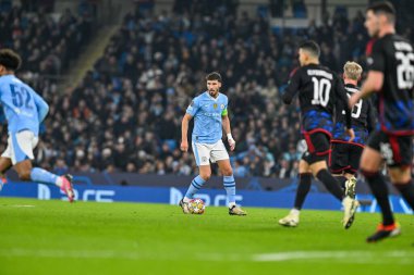 Manchester City 'den Rben Dias UEFA Şampiyonlar Ligi karşılaşmasında sahada. Kopenhag Etihad Stadyumu, Manchester, İngiltere, 6 Mart 2024