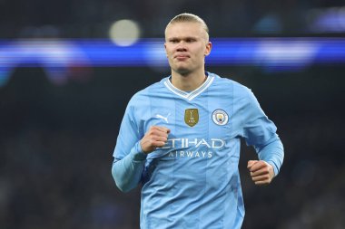 Manchester City ile F.C. arasındaki UEFA Şampiyonlar Ligi karşılaşmasında Manchester City 'den Erling Haaland Kopenhag Etihad Stadyumu, Manchester, İngiltere, 6 Mart 202