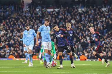 FC Kopenhag 'dan Muhammed Elyounoussi UEFA Şampiyonlar Ligi maçında Manchester City ile F.C. Kopenhag Etihad Stadyumu, Manchester, İngiltere, 6 Mart 202