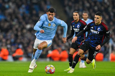 Manchester City 'den Matheus Nunes UEFA Şampiyonlar Ligi maçında Manchester City ile F.C. Kopenhag Etihad Stadyumu, Manchester, İngiltere, 6 Mart 202