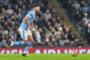 Manchester City 'den Rben Dias UEFA Şampiyonlar Ligi karşılaşmasında sahada. Kopenhag Etihad Stadyumu, Manchester, İngiltere, 6 Mart 2024