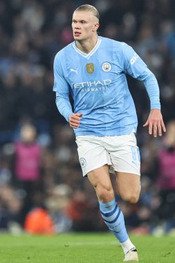 Manchester City ile F.C. arasındaki UEFA Şampiyonlar Ligi karşılaşmasında Manchester City 'den Erling Haaland Kopenhag Etihad Stadyumu, Manchester, İngiltere, 6 Mart 202