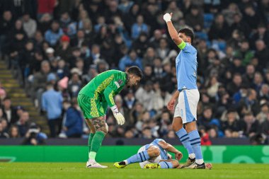 Manchester City 'den Mateo Kovai UEFA Şampiyonlar Ligi karşılaşmasında sakatlandı. Kopenhag Etihad Stadyumu, Manchester, İngiltere, 6 Mart 2024