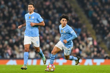 Manchester City 'den Rico Lewis UEFA Şampiyonlar Ligi maçında Manchester City ile F.C. Kopenhag Etihad Stadyumu, Manchester, İngiltere, 6 Mart 202