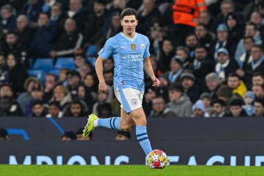 Manchester City 'den Julin Ivarez, UEFA Şampiyonlar Ligi maçında Manchester City ile F.C. Kopenhag Etihad Stadyumu, Manchester, İngiltere, 6 Mart 2024
