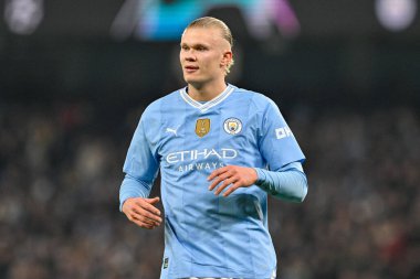 Manchester City ile F.C. arasındaki UEFA Şampiyonlar Ligi karşılaşmasında Manchester City 'den Erling Haaland Kopenhag Etihad Stadyumu, Manchester, İngiltere, 6 Mart 202