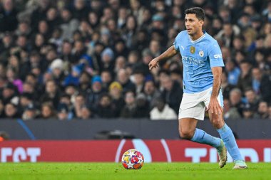 Manchester City ile F.C. arasındaki UEFA Şampiyonlar Ligi maçı sırasında Manchester City 'den Rodri iş başında. Kopenhag Etihad Stadyumu, Manchester, İngiltere, 6 Mart 202