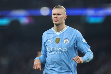 Manchester City ile F.C. arasındaki UEFA Şampiyonlar Ligi karşılaşmasında Manchester City 'den Erling Haaland Kopenhag Etihad Stadyumu, Manchester, İngiltere, 6 Mart 202