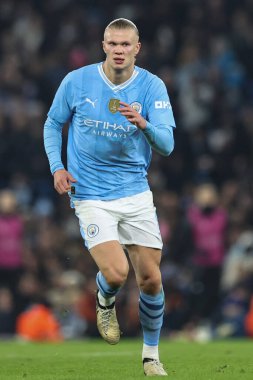 Manchester City ile F.C. arasındaki UEFA Şampiyonlar Ligi karşılaşmasında Manchester City 'den Erling Haaland Kopenhag Etihad Stadyumu, Manchester, İngiltere, 6 Mart 202
