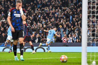 FC Kopenhag 'dan Elias Jelert UEFA Şampiyonlar Ligi karşılaşmasında Manchester City ile F.C. Kopenhag Etihad Stadyumu, Manchester, İngiltere, 6 Mart 202