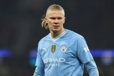 Manchester City ile F.C. arasındaki UEFA Şampiyonlar Ligi karşılaşmasında Manchester City 'den Erling Haaland Kopenhag Etihad Stadyumu, Manchester, İngiltere, 6 Mart 202