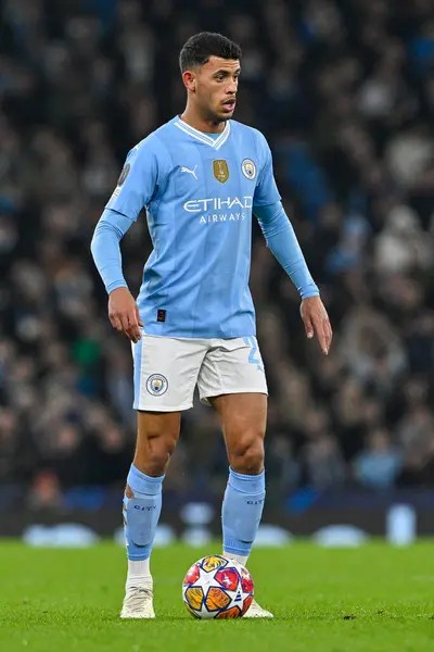 stock image Matheus Nunes of Manchester City in action during the UEFA Champions League match Manchester City vs F.C. Copenhagen at Etihad Stadium, Manchester, United Kingdom, 6th March 202