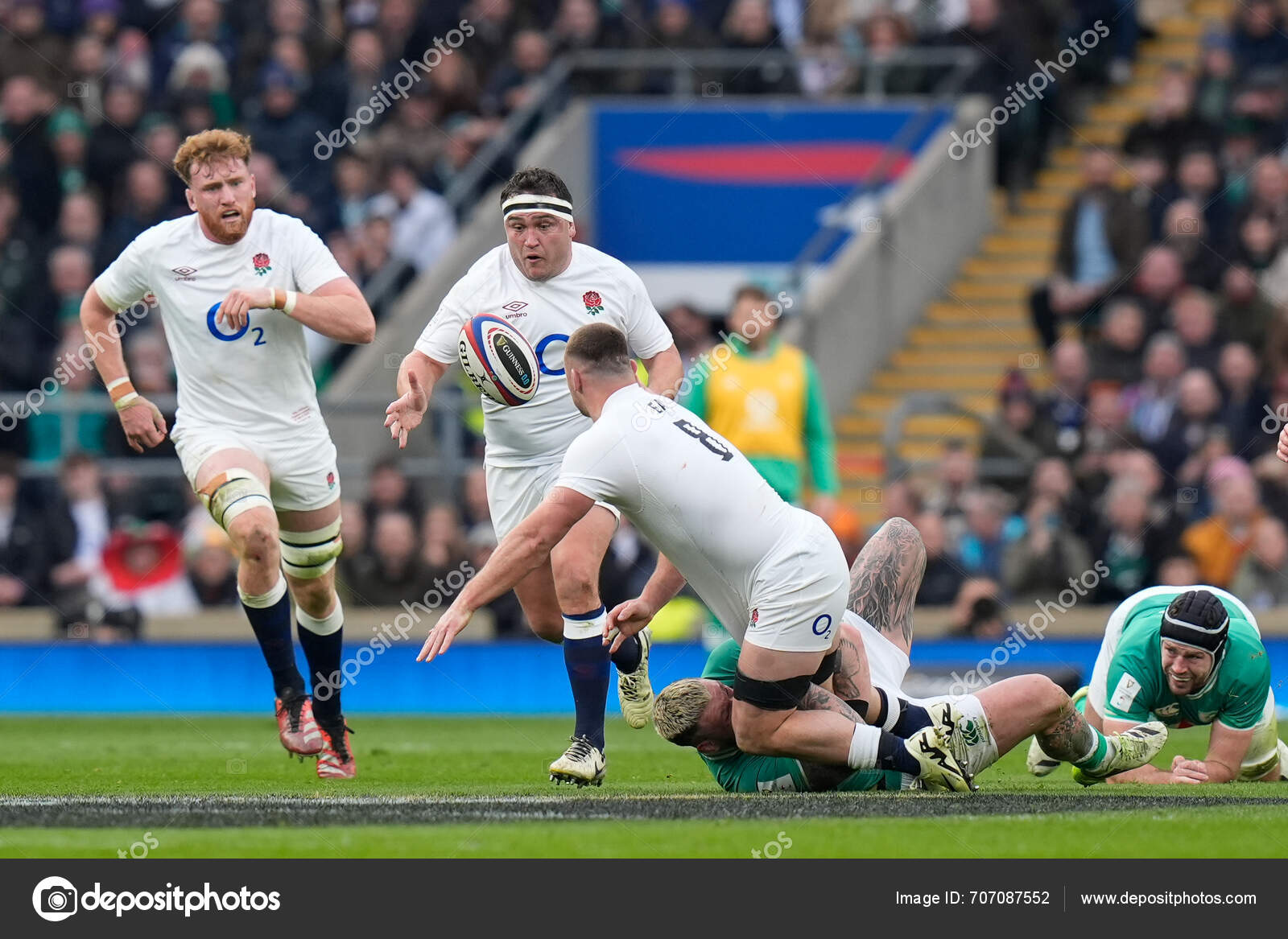 Ben Earl England Offloads Ball Jamie George England 2024 Guinness ...