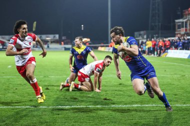 Warrington Wolves 'tan Toby King, 7 Mart 202' de İngiltere 'nin Hull kenti Kingston' da oynanan Sewell Group Craven Park 'ta oynanan 4.