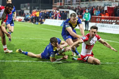 Warrington Wolves 'tan Matty Ashton, 7 Mart 202' de İngiltere 'nin Hull kenti Kingston' da oynanan Sewell Group Craven Park 'ta oynanan 4.
