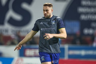 Warrington Wolves takımından James Harrison, Betfred Süper Lig 4. Raundu öncesinde ısınma turunda Hull KR, Warrington Wolves 'a karşı Sewell Group Craven Park, Kingston üzerine Hull, İngiltere, 7 Mart 202