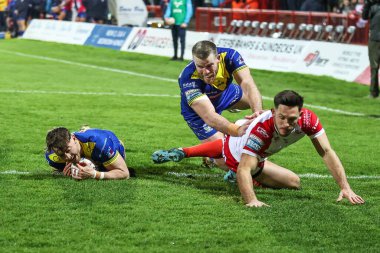 Warrington Wolves 'tan Matty Ashton, 7 Mart 202' de İngiltere 'nin Hull kenti Kingston' da oynanan Sewell Group Craven Park 'ta oynanan 4.