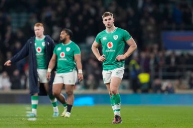 A dejected Jack Crowley of Ireland after the 2024 Guinness 6 Nations match England vs Ireland at Twickenham Stadium, Twickenham, United Kingdom, 9th March 202 clipart