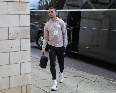 Fulham 'dan Antonee Robinson, 9 Mart 202' de Wolverhampton Wanderers Fulham 'a karşı oynanan Premier League maçında maçtan önce geldi.