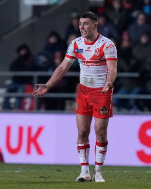 Lewis Dodd of St. Helens remonstrates with the referee during the Betfred Super League Round 4 match St Helens vs Salford Red Devils at Totally Wicked Stadium, St Helens, United Kingdom, 8th March 202 clipart