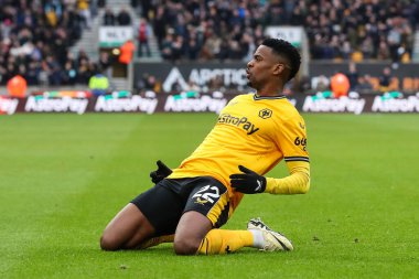 Wolverhampton Wanderers takımından Nlson Semedo, 9 Mart 2024 'te Wolverhampton Wanderers Fulham' a karşı oynanan Premier League maçında 2-0 kazanma golünü kutluyor.
