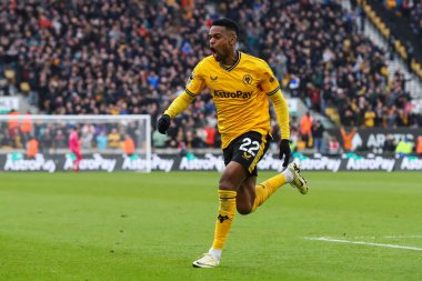 Wolverhampton Wanderers takımından Nlson Semedo, 9 Mart 2024 'te Wolverhampton Wanderers Fulham' a karşı oynanan Premier League maçında 2-0 kazanma golünü kutluyor.