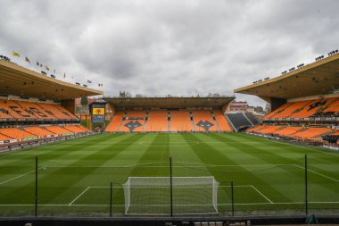 Wolverhampton Wanderers 'ın 9 Mart 202' de Molineux, Wolverhampton, Birleşik Krallık 'ta oynanan Premier Lig karşılaşmasında Wolverhampton Wanderers ile Fulham arasında oynanan karşılaşma öncesinde