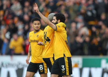 Wolverhampton Wanderers takımından Rayan At-Nouri, 9 Mart 2024 'te Wolverhampton Wanderers ile Molineux, Wolverhampton, Birleşik Krallık' ta oynanan Premier League karşılaşmasında Wolverhampton Wanderer 'ı 1-0 yenme golünü kutluyor.