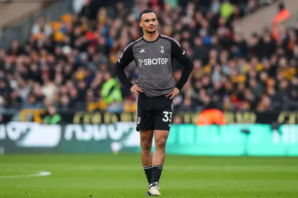 stock image Antonee Robinson of Fulham during the Premier League match Wolverhampton Wanderers vs Fulham at Molineux, Wolverhampton, United Kingdom, 9th March 202