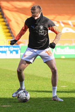 Blackpool 'dan Jake Beesley, 9 Mart 202' de Bloomfield Road, Blackpool 'da oynanan Blackpool-Portsmouth maçı öncesinde oynanan maç öncesi ısınma maçında...